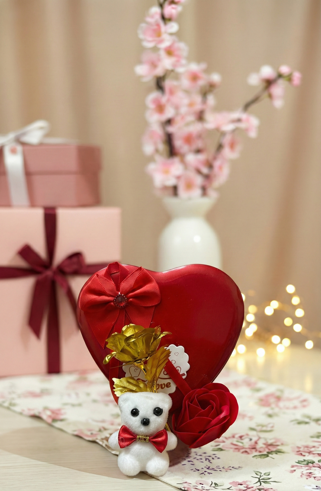 Teddy with Rose Heart Box “I Love You” Gift Set