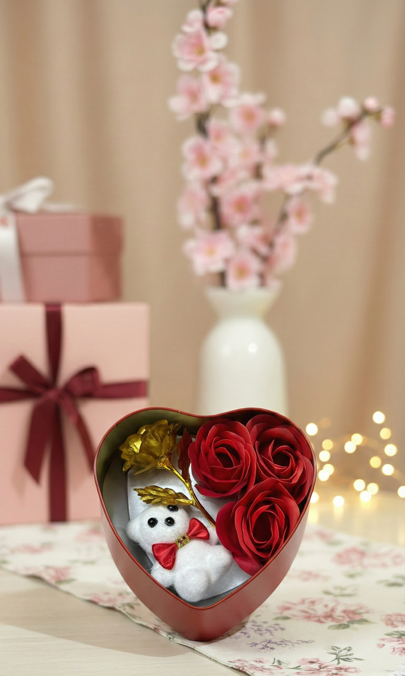 Teddy with Rose Heart Box “I Love You” Gift Set