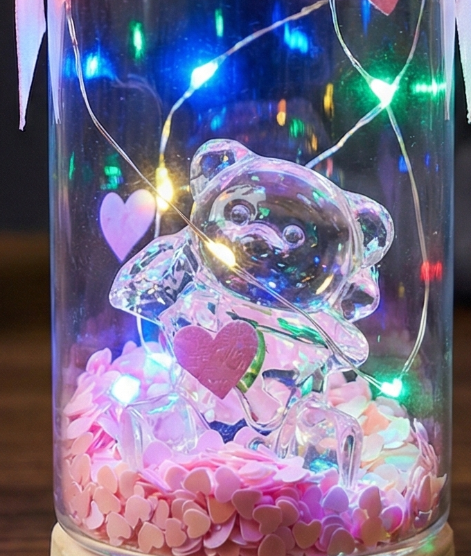 Love Teddy LED Bottle Lamp - Romantic Night Light Gift