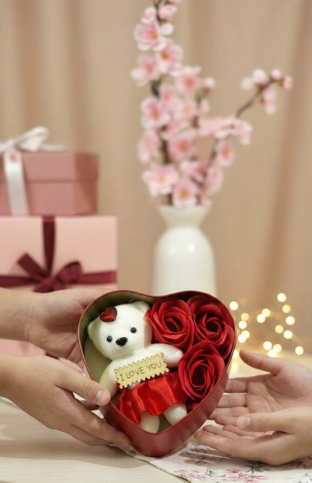 Teddy with Rose Heart Box “I Love You” Gift Set