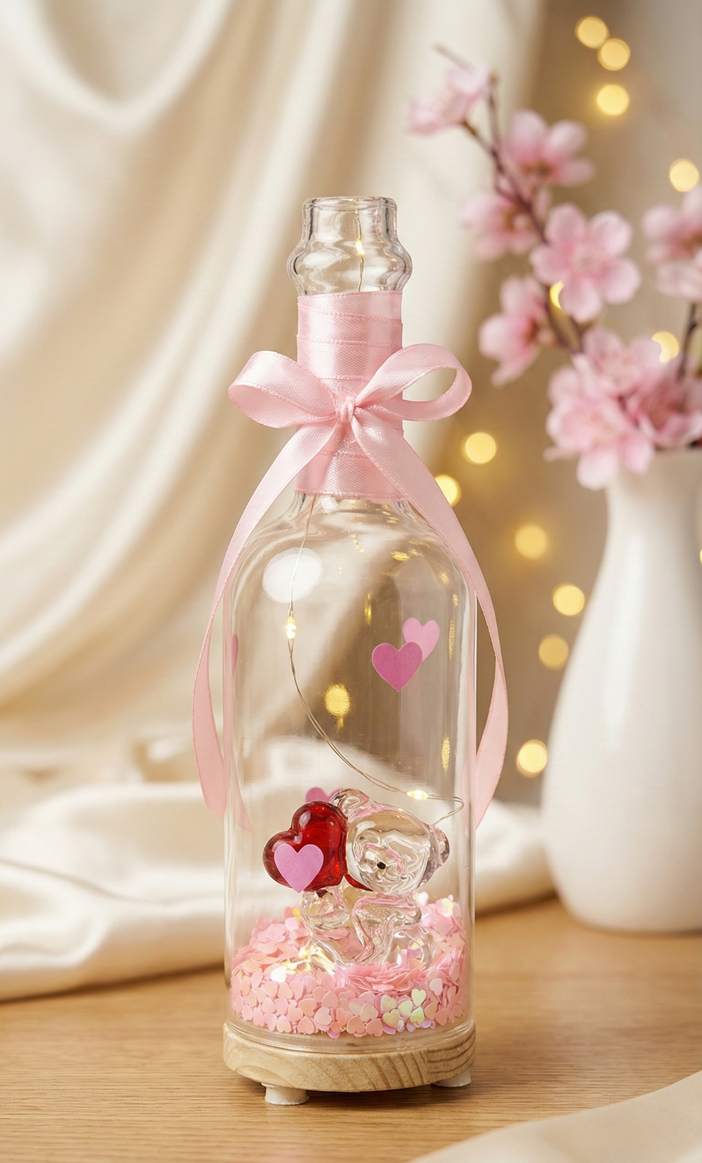 Love Teddy LED Bottle Lamp - Romantic Night Light Gift