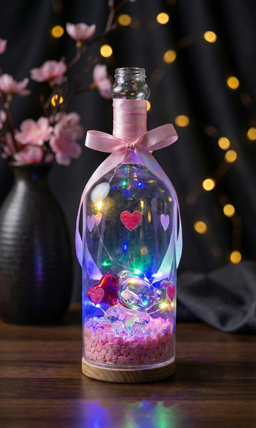 Love Teddy LED Bottle Lamp - Romantic Night Light Gift