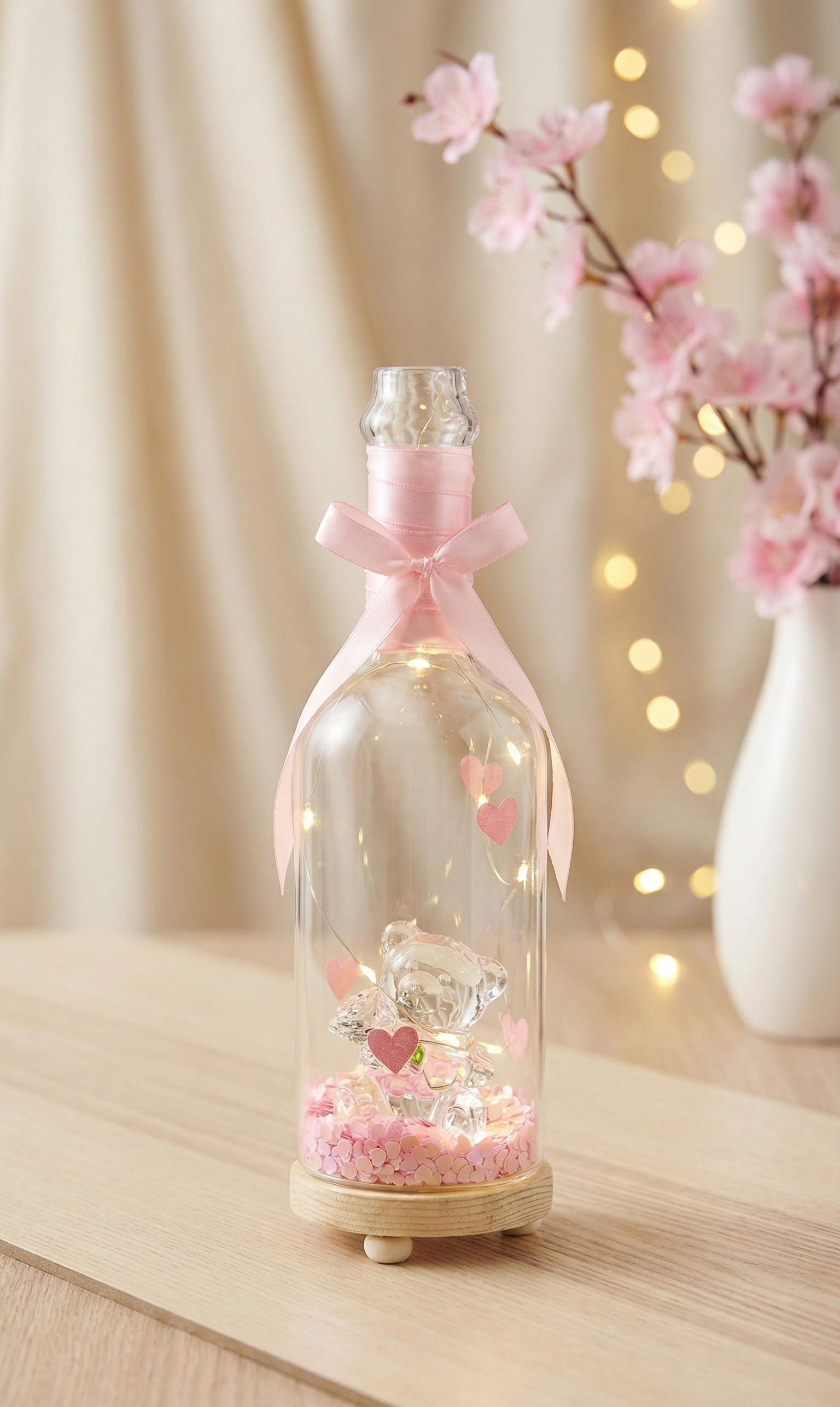 Love Teddy LED Bottle Lamp - Romantic Night Light Gift